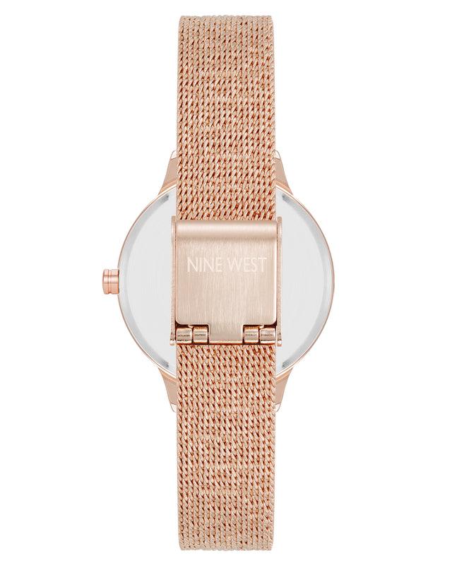 Nine West Crystal Accented Dial Mesh Watch