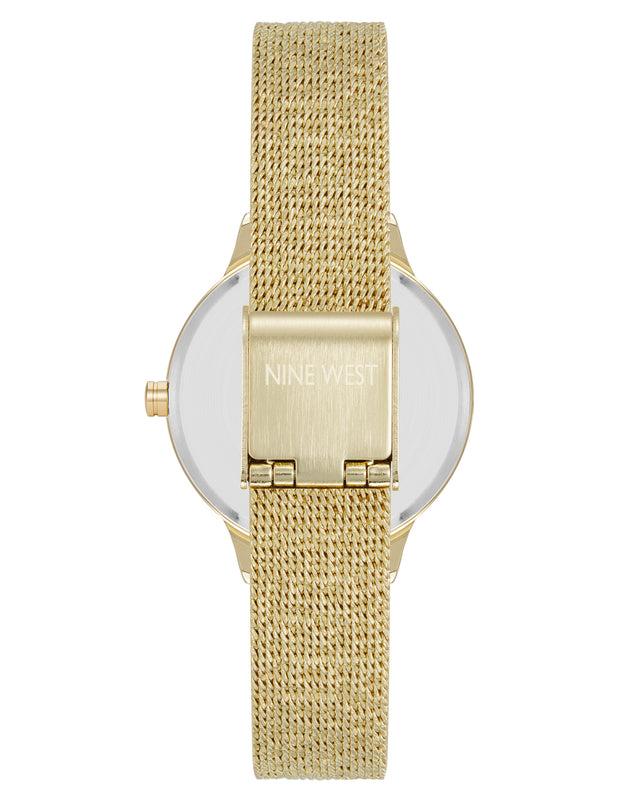Nine West Crystal Accented Dial Mesh Watch