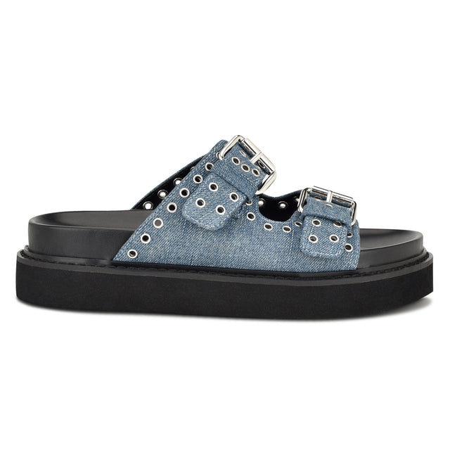 nine west Eleny Buckle Slide Sandals