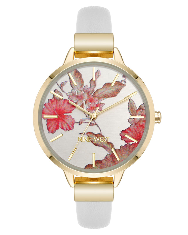 nine west Floral Dial Strap Watch