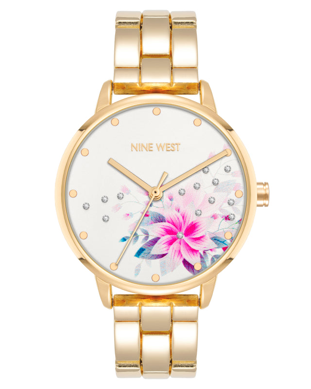 nine west Flower Motif Dial Watch