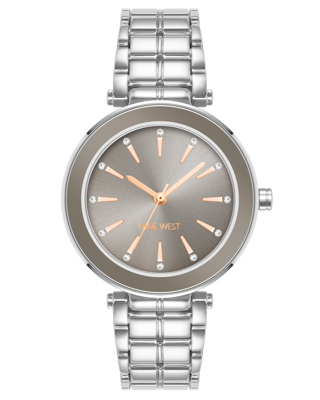 nine west Genuine Crystal Accented Bracelet Watch