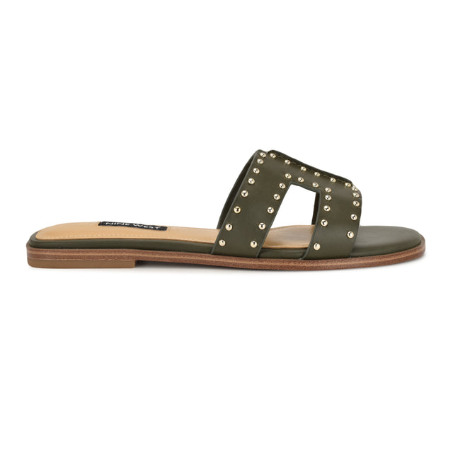 nine west Giny Slip-On Flat Studded Sandals