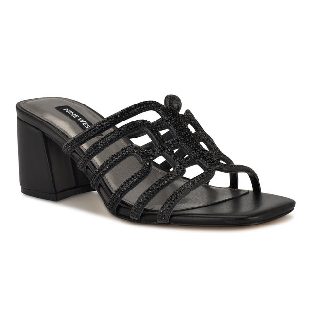 Nine West Grassa Block Heel Embellished Sandals