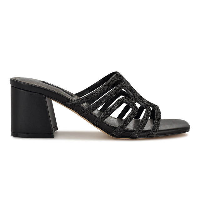 nine west Grassa Block Heel Embellished Sandals