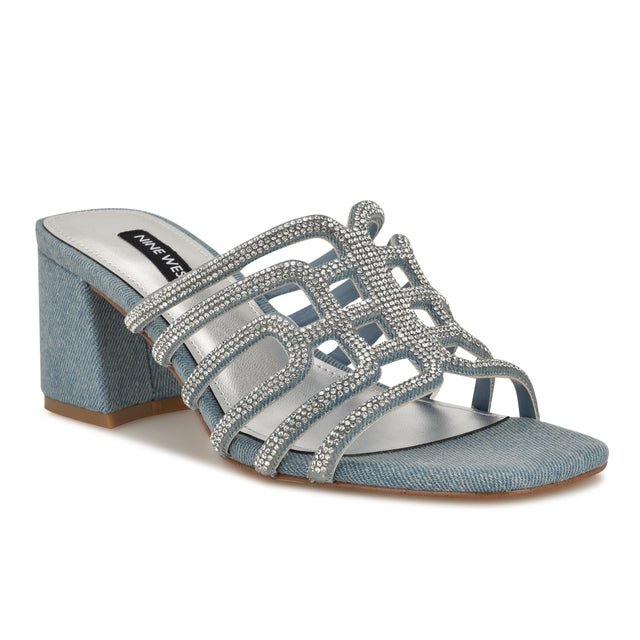 Nine West Grassa Block Heel Embellished Sandals