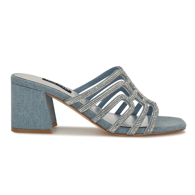 nine west Grassa Block Heel Embellished Sandals