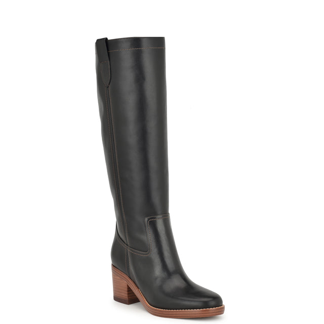 Nine West Hecee Block Heel Tailored Leather Boots