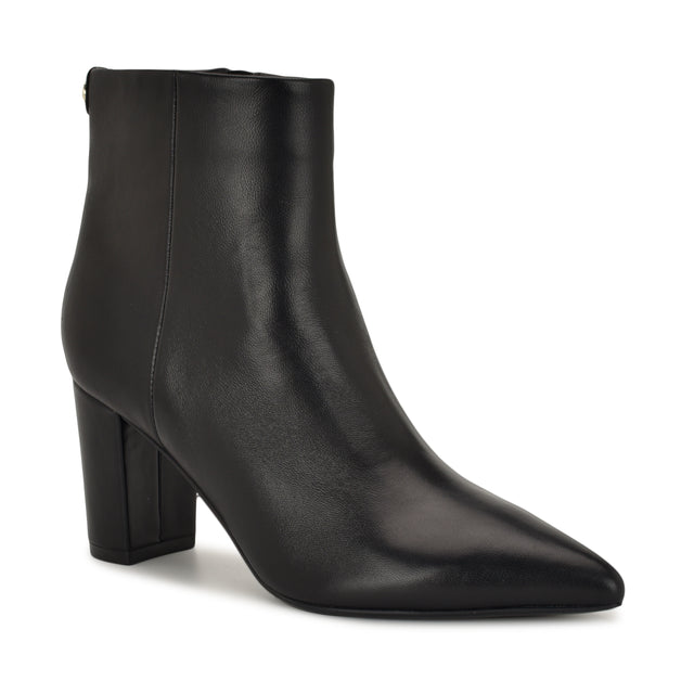 Nine West Lorela 9X9 Block Heel Leather Booties