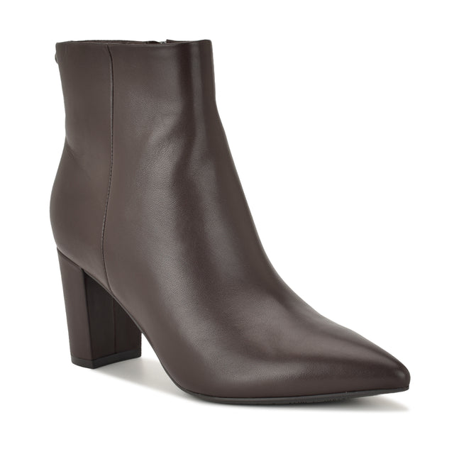 Nine West Lorela 9X9 Block Heel Leather Booties