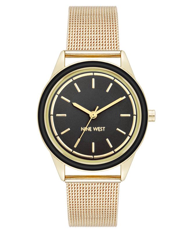 nine west Mesh Bracelet Watch with Color Bezel