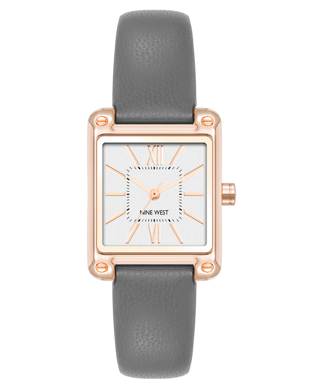 nine west Mini Rectangular Case Strap Watch