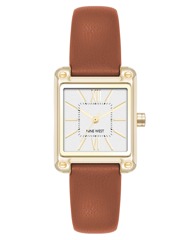 nine west Mini Rectangular Case Strap Watch