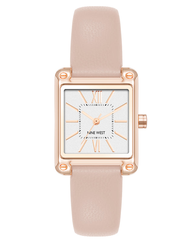 nine west Mini Rectangular Case Strap Watch
