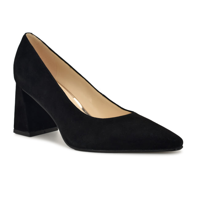 Nine West Monda Leather Block Heel Pumps