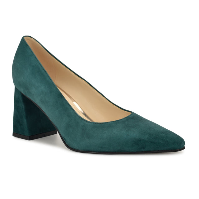 Nine West Monda Leather Block Heel Pumps
