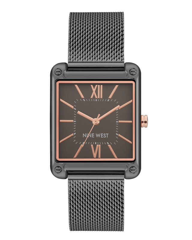 nine west Rectangular Case Mesh Bracelet Watch