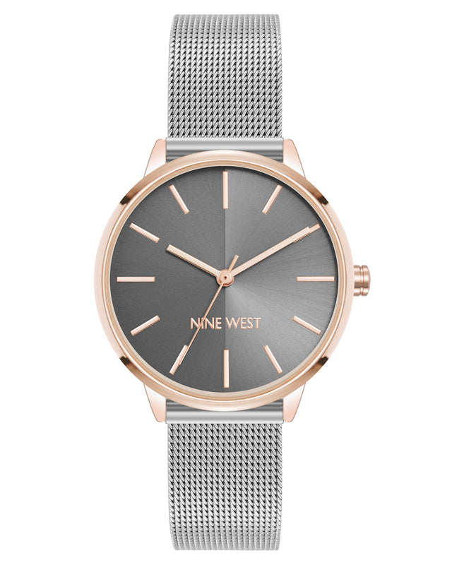 nine west Round Case Mesh Bracelet Watch