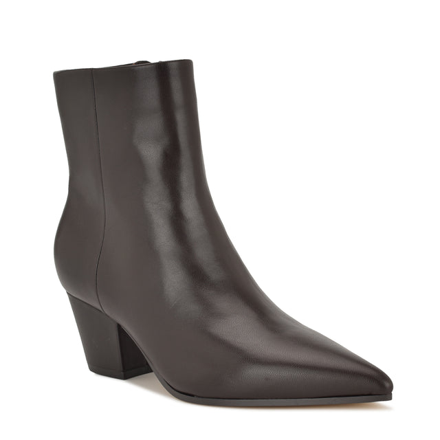Nine West Savie Block Heel Ankle Leather Booties