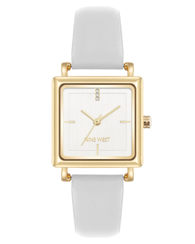 nine west Square Strap Watch with Crystal Accents