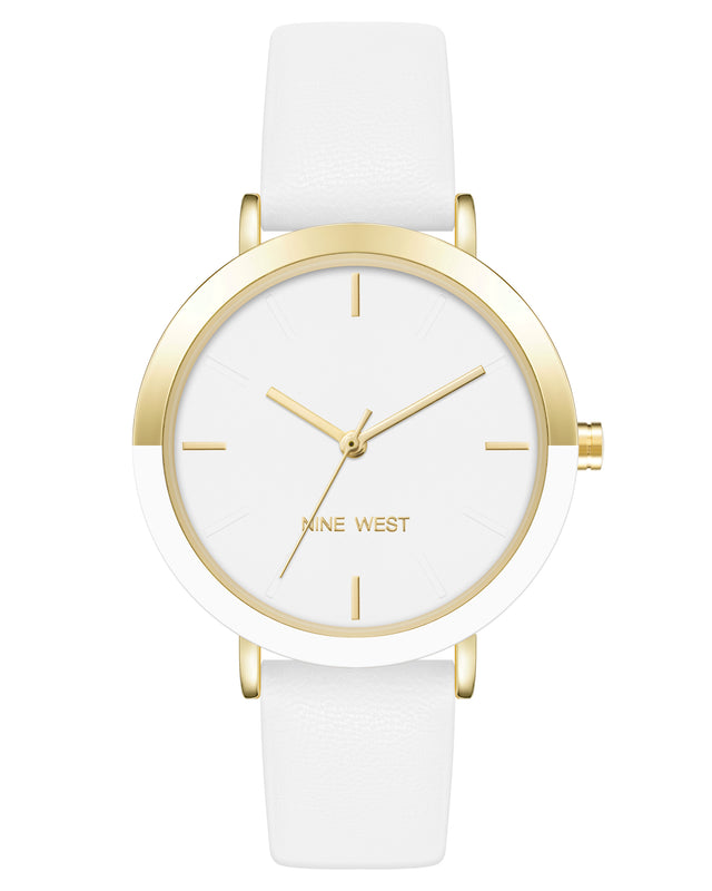 nine west Two-Tone Bezel Strap Watch