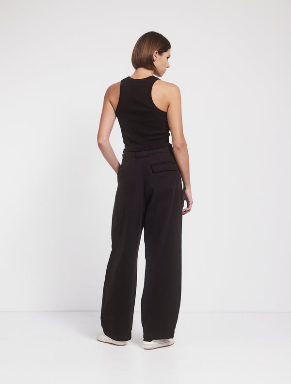 Ninety Percent Apollo Cotton Linen Blend Loose Pant In Obsidian