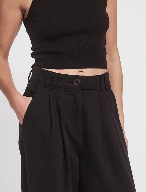 Ninety Percent Apollo Cotton Linen Blend Loose Pant In Obsidian