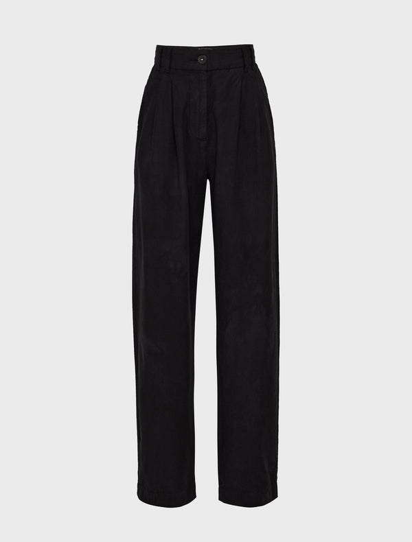 Ninety Percent Apollo Cotton Linen Blend Loose Pant In Obsidian
