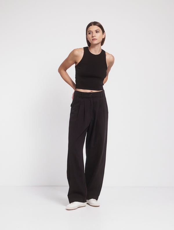 ninety percent Apollo Cotton Linen Blend Loose Pant in Obsidian