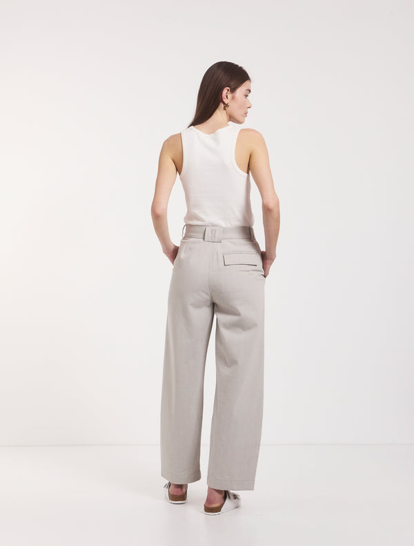 Ninety Percent Apollo Cotton Linen Blend Loose Pant In Stone