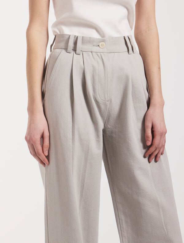 Ninety Percent Apollo Cotton Linen Blend Loose Pant In Stone