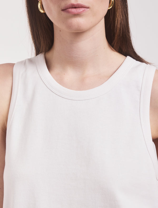 Ninety Percent Classic Cotton Boyfriend Tank In White
