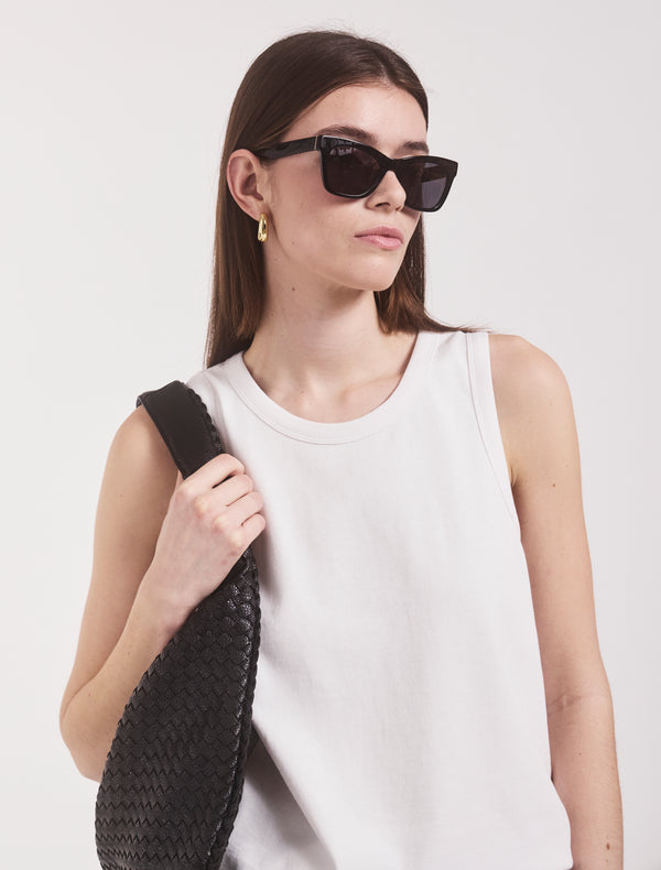 Ninety Percent Classic Cotton Boyfriend Tank In White