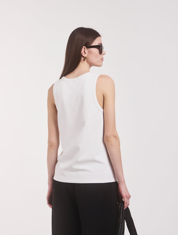 Ninety Percent Classic Cotton Boyfriend Tank In White