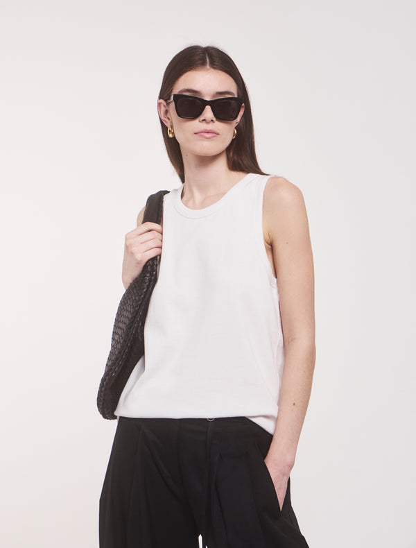 ninety percent Classic Cotton Boyfriend Tank in White
