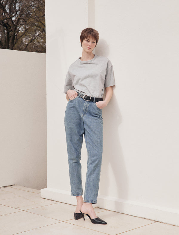 Ninety Percent Classic Cotton Oversized T-Shirt In Grey Marl