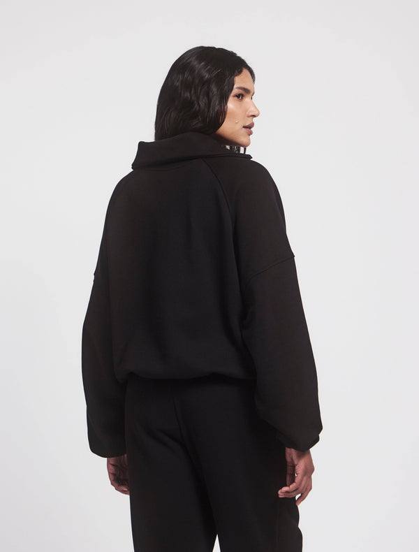 Ninety Percent Classic Half Zip Sweatshirt In Black