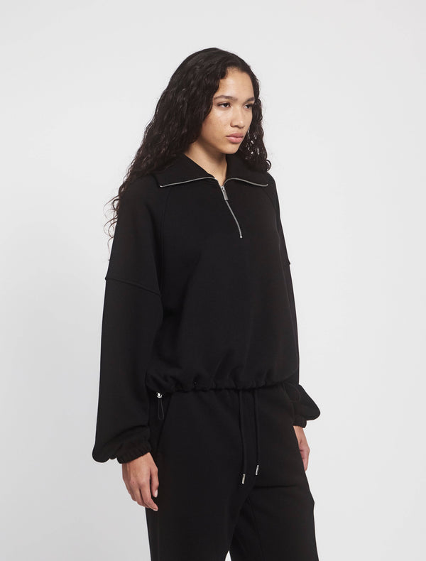 Ninety Percent Classic Half Zip Sweatshirt In Black