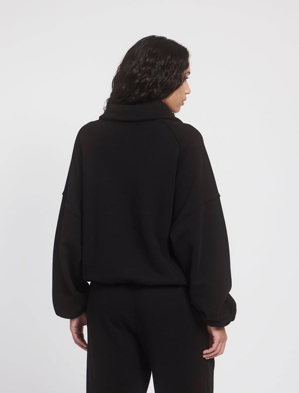 Ninety Percent Classic Half Zip Sweatshirt In Black