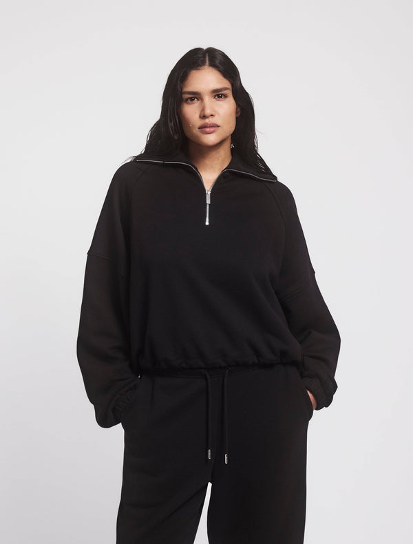 ninety percent Classic Half Zip Sweatshirt in Black