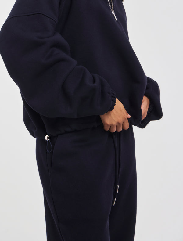Ninety Percent Classic Half Zip Sweatshirt In Darkest Navy