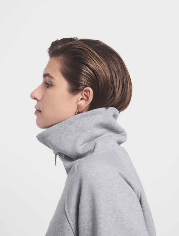 Ninety Percent Classic Half Zip Sweatshirt In Grey Marl