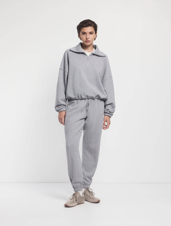 Ninety Percent Classic Half Zip Sweatshirt In Grey Marl
