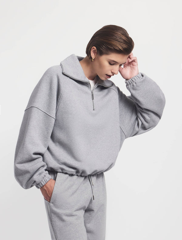 ninety percent Classic Half Zip Sweatshirt in Grey Marl