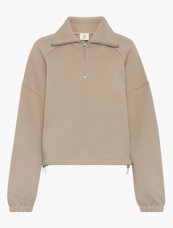 Ninety Percent Classic Half Zip Sweatshirt In Taupe