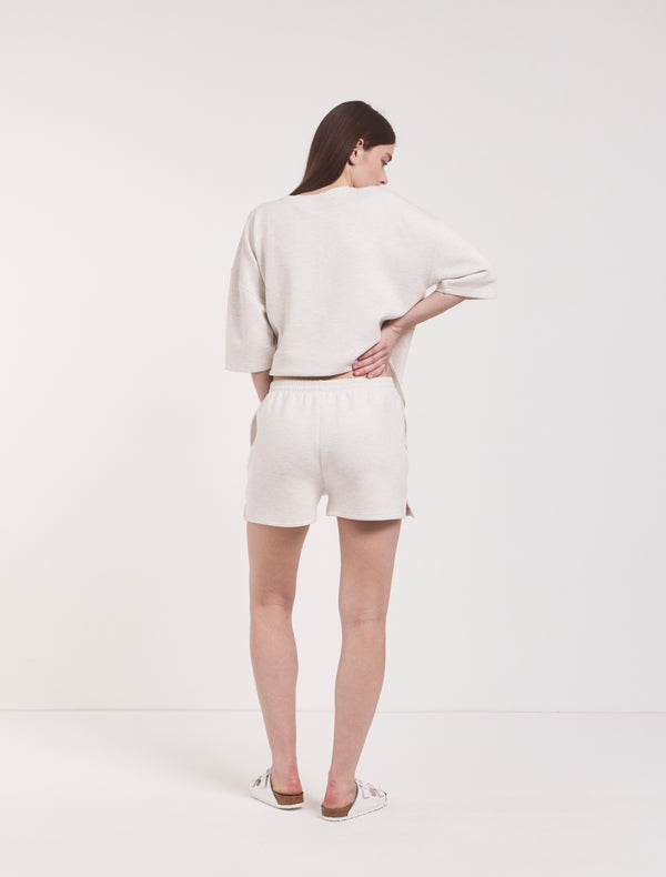 Ninety Percent Classic Lounge Shorts In Oatmeal Marl
