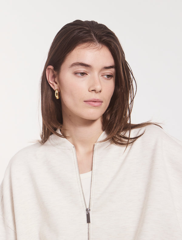 Ninety Percent Classic Lounge Zip Jacket In Oatmeal Marl