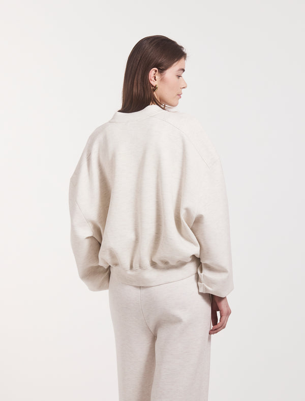 Ninety Percent Classic Lounge Zip Jacket In Oatmeal Marl
