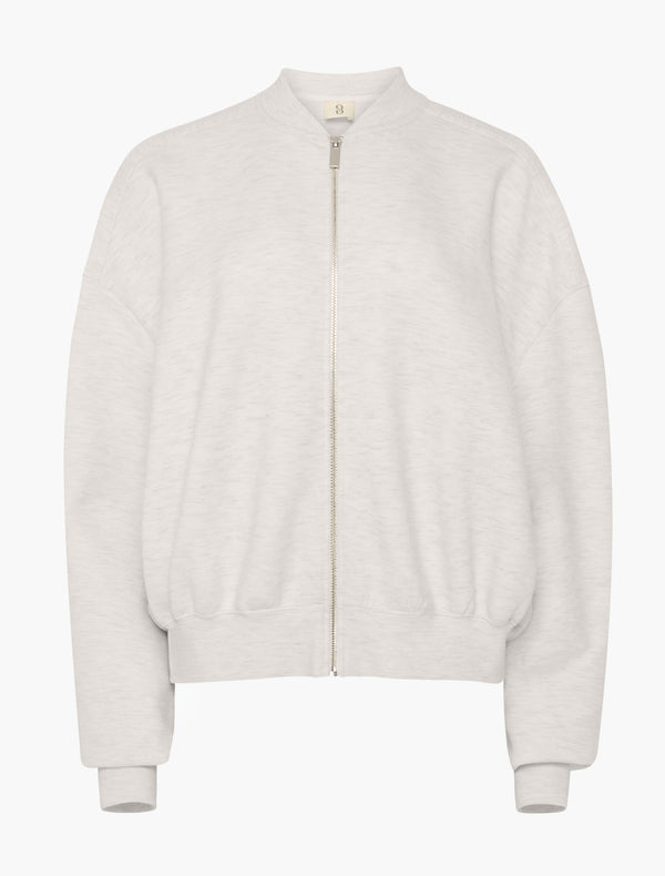 Ninety Percent Classic Lounge Zip Jacket In Oatmeal Marl