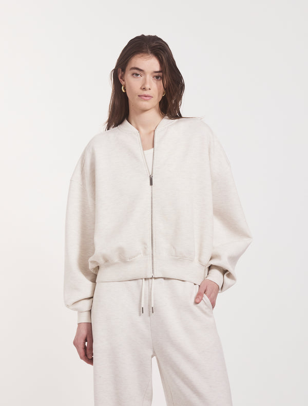 ninety percent Classic Lounge Zip Jacket in Oatmeal Marl